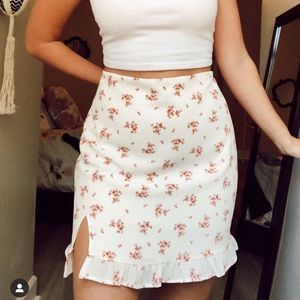 Altar’d State white floral skirt w/ small slit